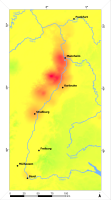 Temperature in the Upper Rhine Graben at a depth of -3000m NN